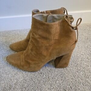Stuart Weitzman Grandiose Suede Leather Pointed Toe Ankle Boot Bootie See Meas.